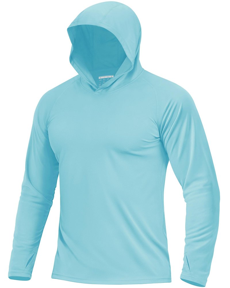 Boladeci Fishing Shirts for Men Sun Hoodie UPF 50+ Long Sleeve UV Protection Swim Shirt Summer Lightweight Hoodies Shirts SPF Rash Guard Lake Blue S
