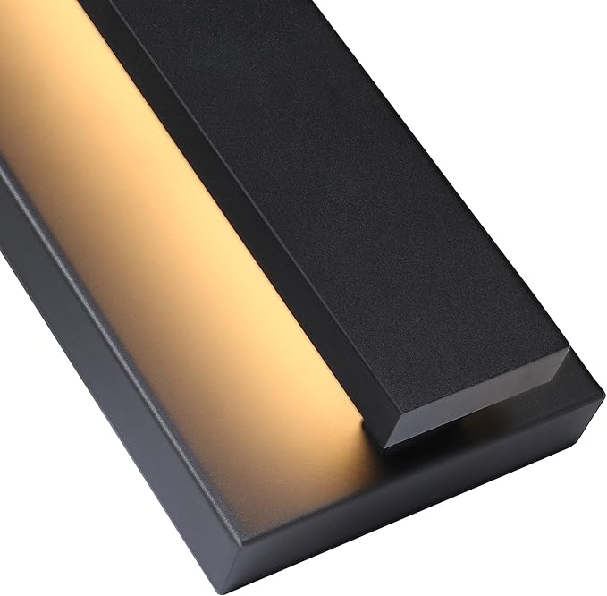 LamQee 23.6 Inch Modern Outdoor Wall Light Exterior Lighting Fixtures, 3000K 24W LED Contemporary Outdoor Sconces Wall Lighting, Matte Black Outside Wall Mount Lights for House Garage Porch Patio Door