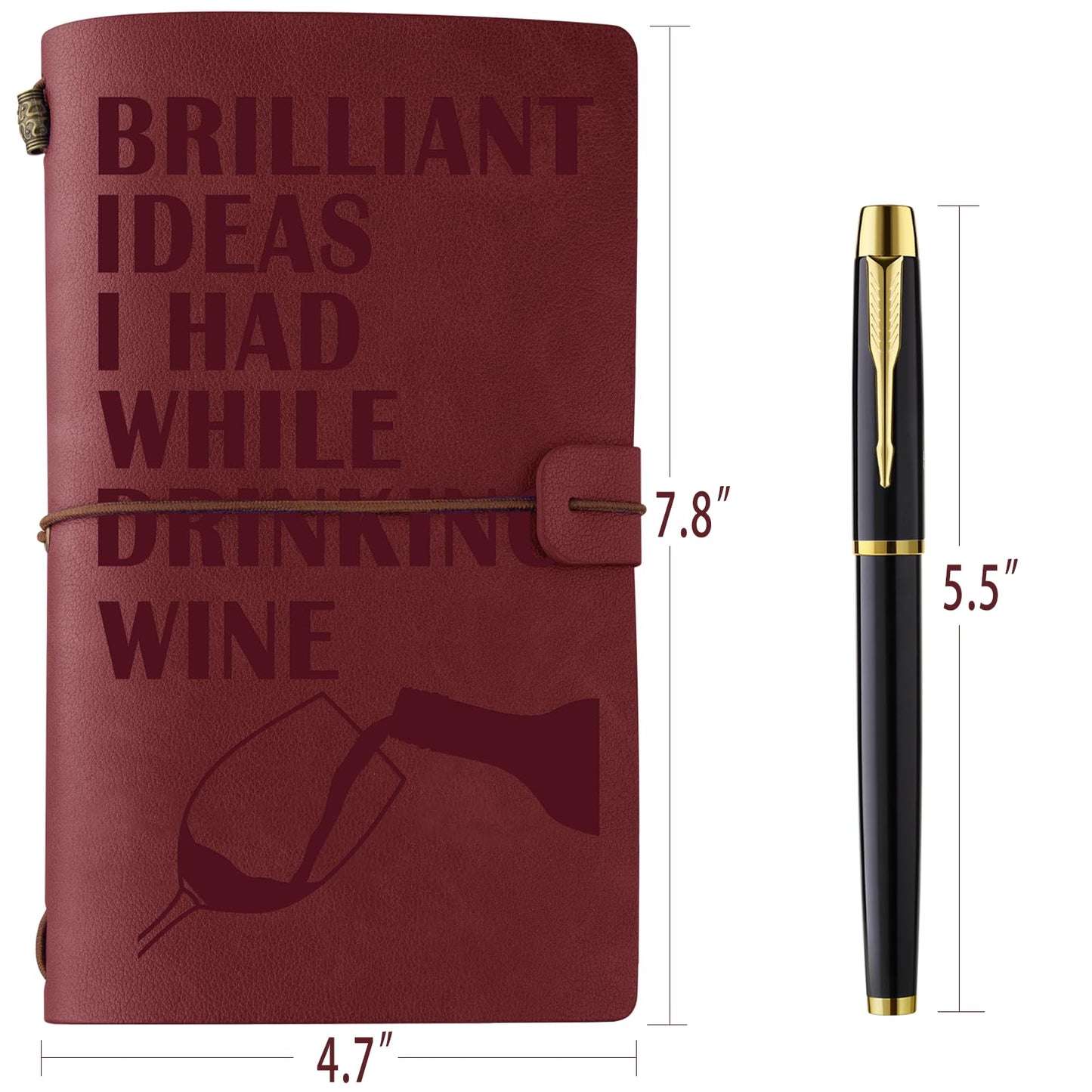 Muzuis Wine Gifts for Wine Lovers Leather Journal Notebook with Pen for Men Women Refillable Notebook, Sketchbook, Travel Diary