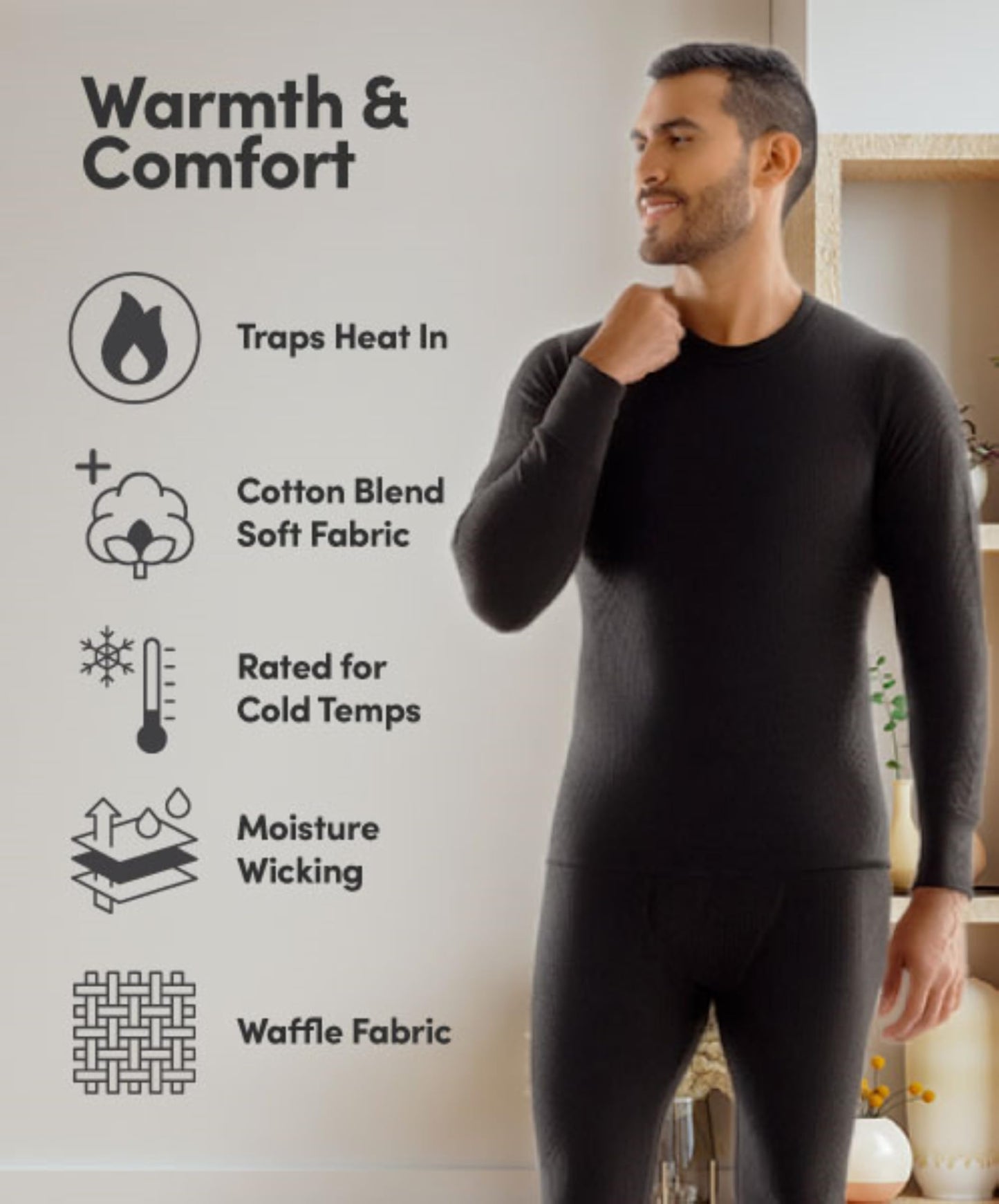 Fruit of The Loom Men's Recycled Waffle Thermal Underwear Bottom, Navy, 5X-Large