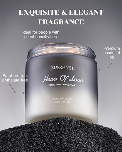 M&SENSE Cedarwood Vanilla Scented Candle for Men, 11.6oz 2 Wick Masculine 70 Hours Long Lasting Soy Wax Valentines Day Gifts Best Smelling Home Fragrance