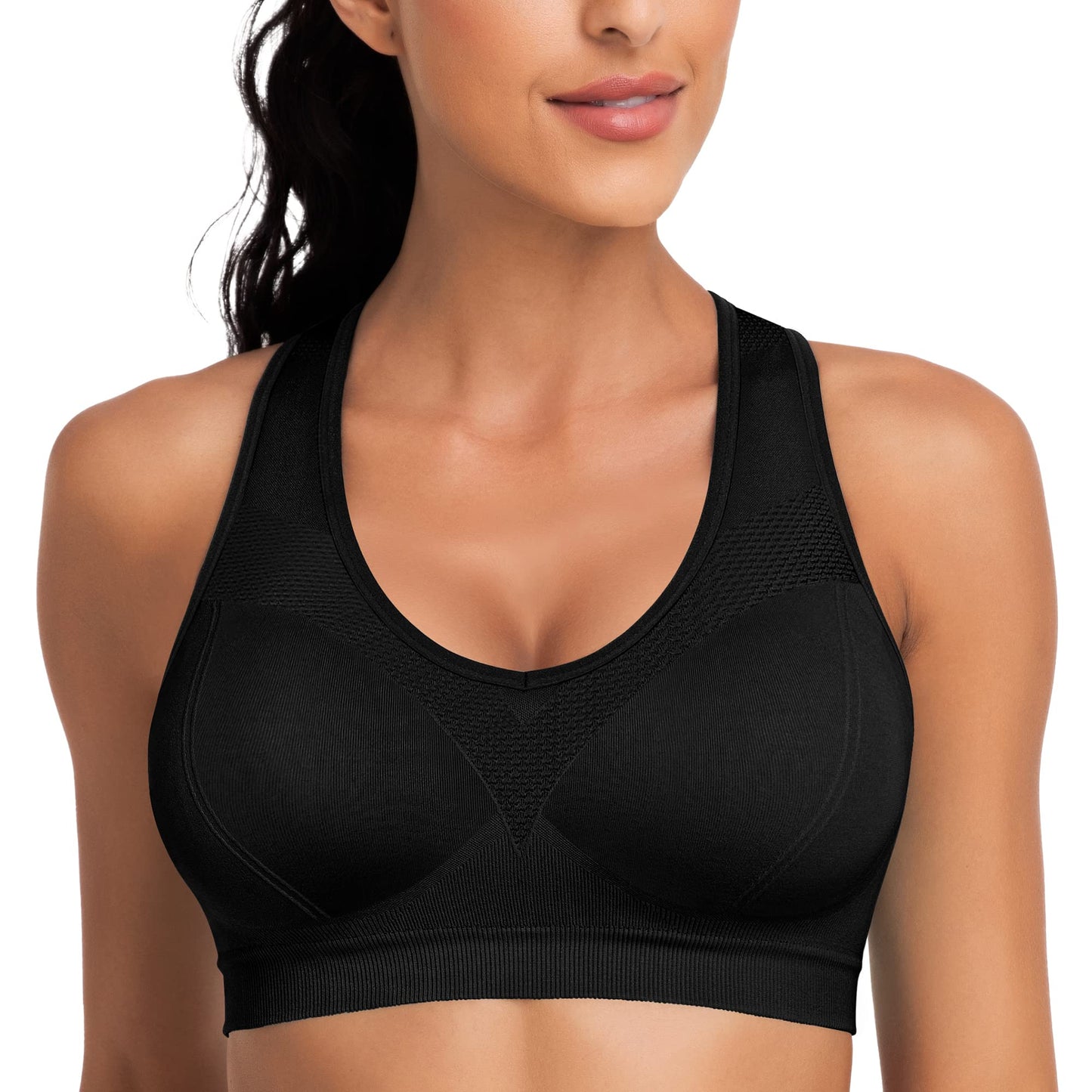 Racerback Sports Bras for Women with Pads - High Impact Athletic Tank Tops for Yoga and Workout Brassieres Bra