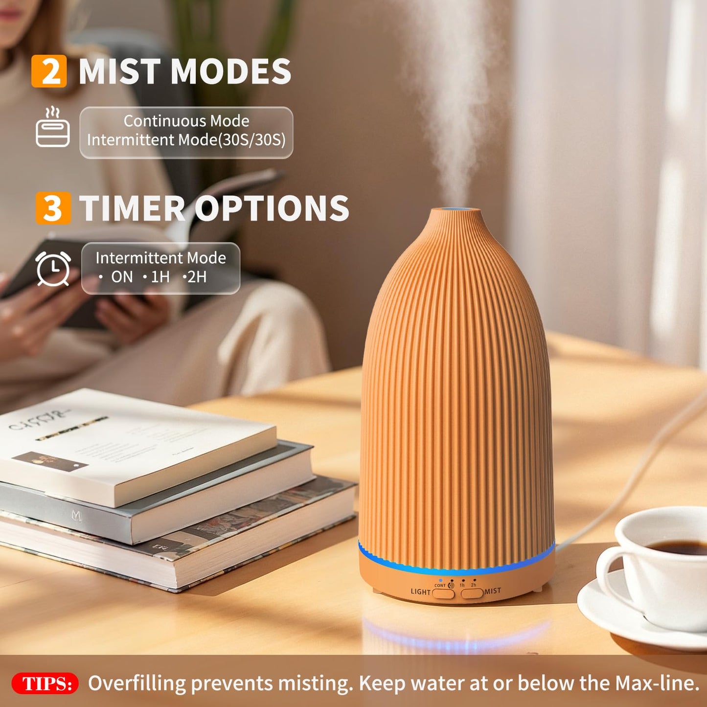 URPOWER 100ML Essential Oil Diffuser Ultrasonic Cool Mist Humidifier with 7 LED Lights, Timer & Auto-Off Quiet Aromatherapy Scent Diffuser for Home Bedroom Office Relaxation