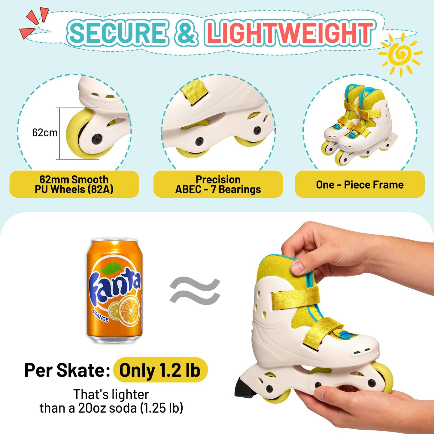 SKT HP Beginner Inline Skates for Kids Ages 3-8, Adjustable Roller Skate for Toddlers Boys Girls, Ultra Lightweight Comfortable Kids Inline Skates, DIY Paintable Design for Outdoor Indoor Sports