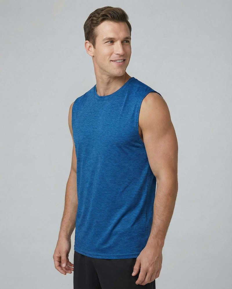 Real Essentials: Men's Dry Fit Tank Tops Sleeveless Workout Shirts Moisture-Wicking Muscle Tank Gym Running, Standard, XX-Large, Regular Size - Set C