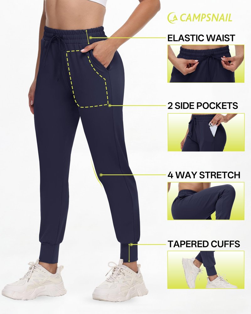CAMPSNAIL Joggers for Women with Pockets - 27"/20" Womens Sweatpants Yoga Lounge Relaxed-fit Pants for Workout Running