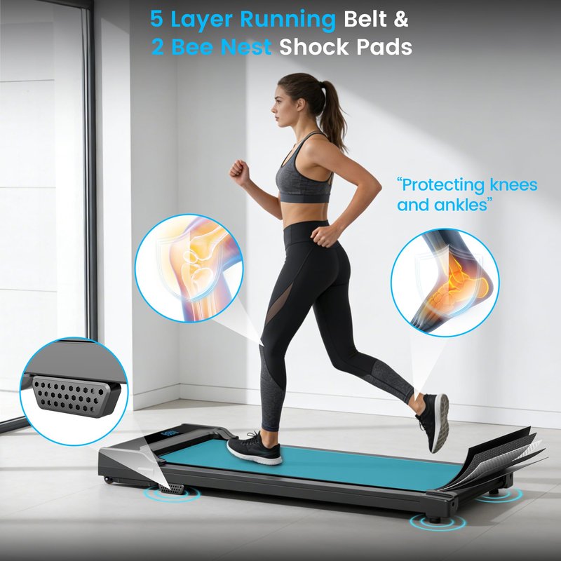 Walking Pad Treadmill for Home - Under Desk Walk Pads with Remote Control Mini Running Portable Electric Machine Adjustable Slim Compact with 0.6-4.0MPH Max up 220 Lbs Modes for Small Spaces Office