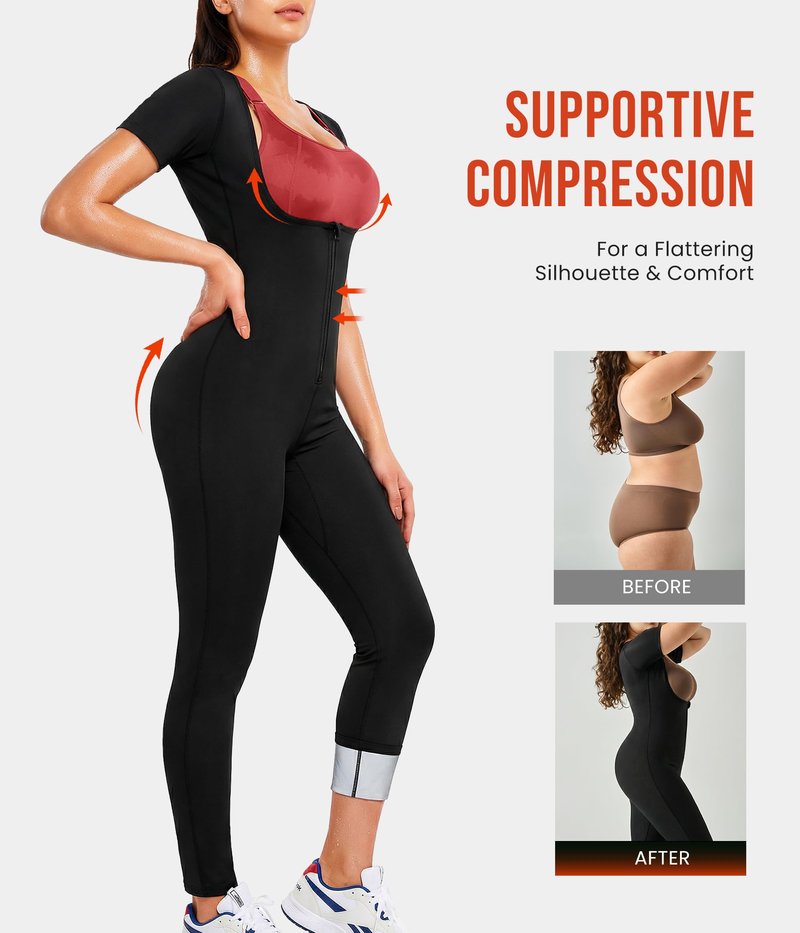 Junlan Sauna Suit Women - Waist Trainer for Women Belly Fat Sauna Shirt for Working Out(Black, 2X-Large)