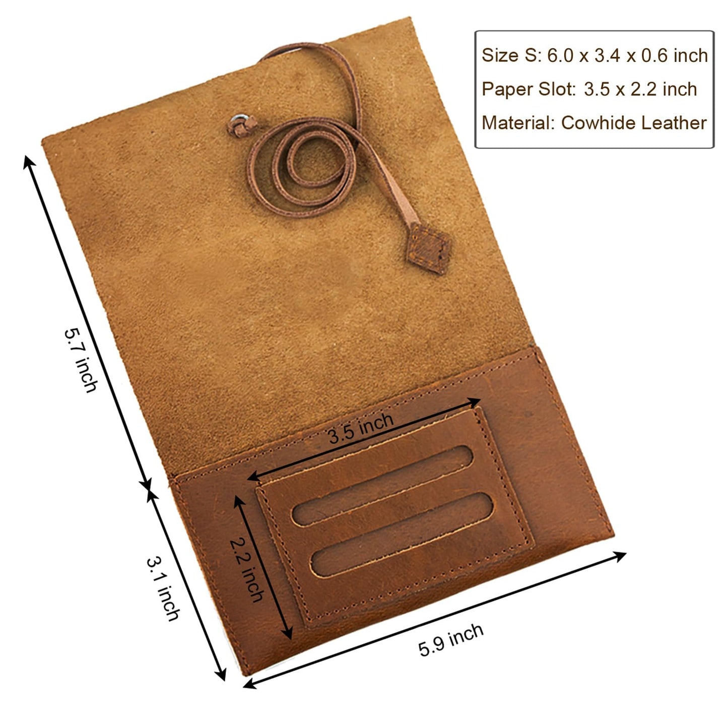 Boshiho Genuine Leather Roll Up Tobacco Pouch with Rolling Tip Paper Holder Slot (Brown (S))
