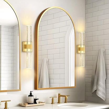 Set of 2 Gold LED Wall Sconce Lights Warm Light Modern Crystal Wall Lights Vanity Lighting Fixtures Sconces for Bathroom Living Room Bedroom Dining Room Hallway