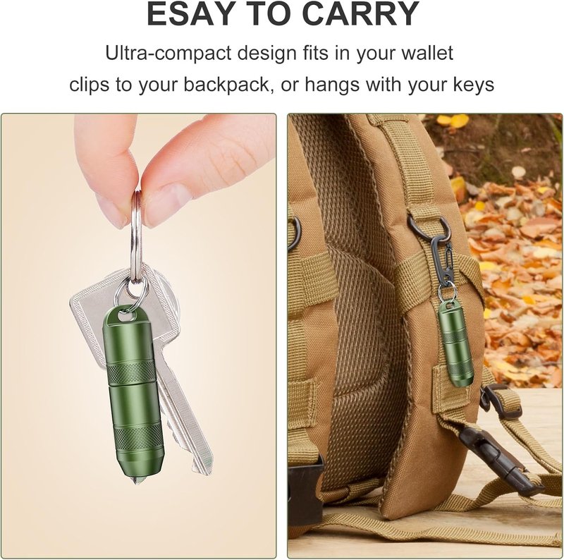 Rechargeable Keychain Flashlight - 100 Lumens Mini LED Light | Portable Magnetic Base, Green, 1 Pack