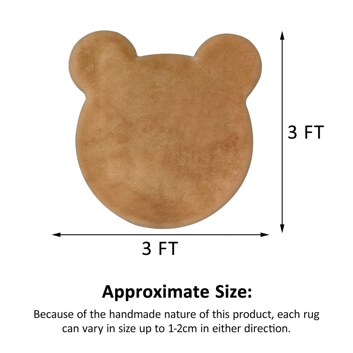 TENNOLA Cute Area Rugs for Bedroom Aesthetic 3 x 3 Feet Kawaii Cartoon Bear Carpet Kids Rug for Nursery Toddler Teen Girls Room Home Decor Soft Shag Fluffy Faux Rabbit Fur Rug with Suede Backing