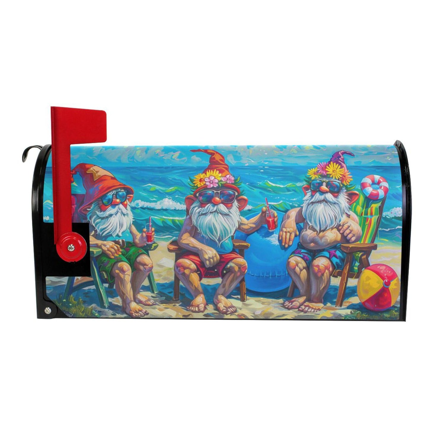 ALAZA Summer Gnomes Humor Magnetic Mailbox Cover Beach MailWraps Garden Yard Home Decor for Outside Standard Size-18"x 20.8"