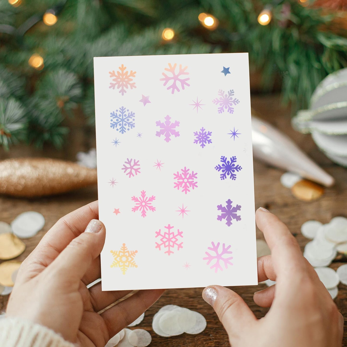 Whaline 330 Pcs Winter Christmas Stickers Holographic Snowflake Self-Adhesive Decals for Xmas Home Party DIY Crafts Supplies, 10 Sheets