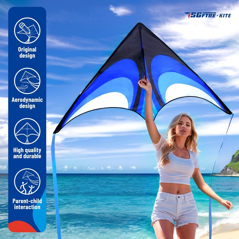 Delta Kite Set for Kids and Adults,Extremely Easy to Launch for Beginners, Perfect for Beaches and Parks,ites for Beach Trip Park Family Outdoor Games and Activities (Speed Triancle 3-Piece Set, 3)