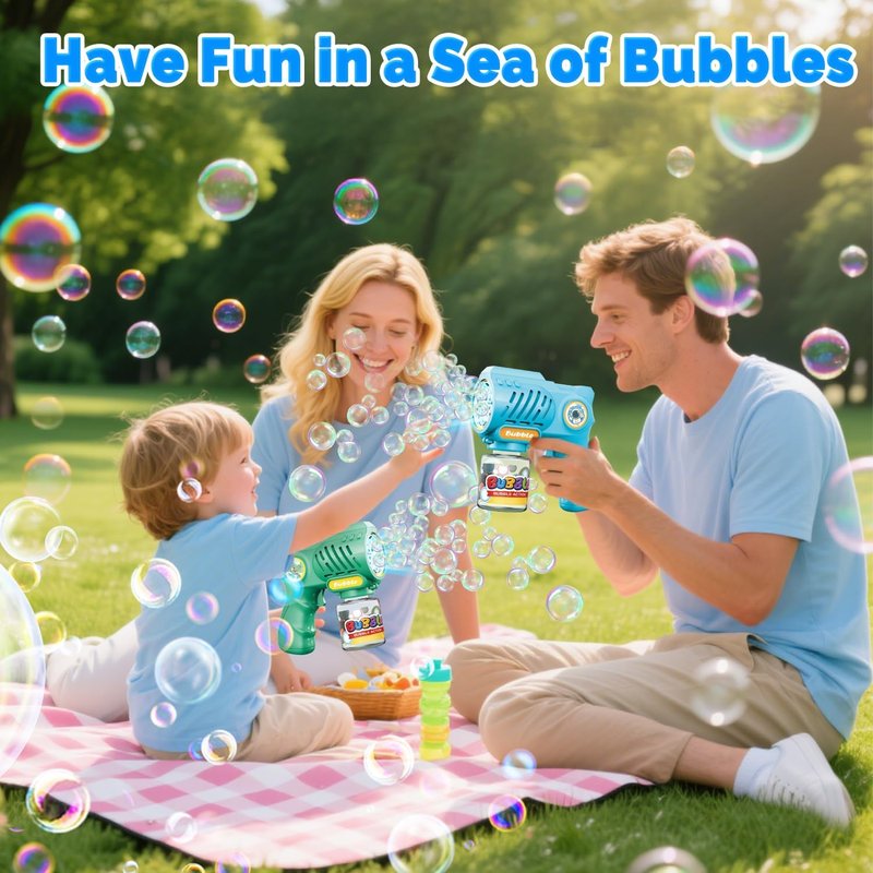 Bubble Gun Machine - 2 Pack Outdoor Toy for Kids 3+ Years | Includes Bubble Solution, Perfect Birthday Gift for Boys & Girls 4-8