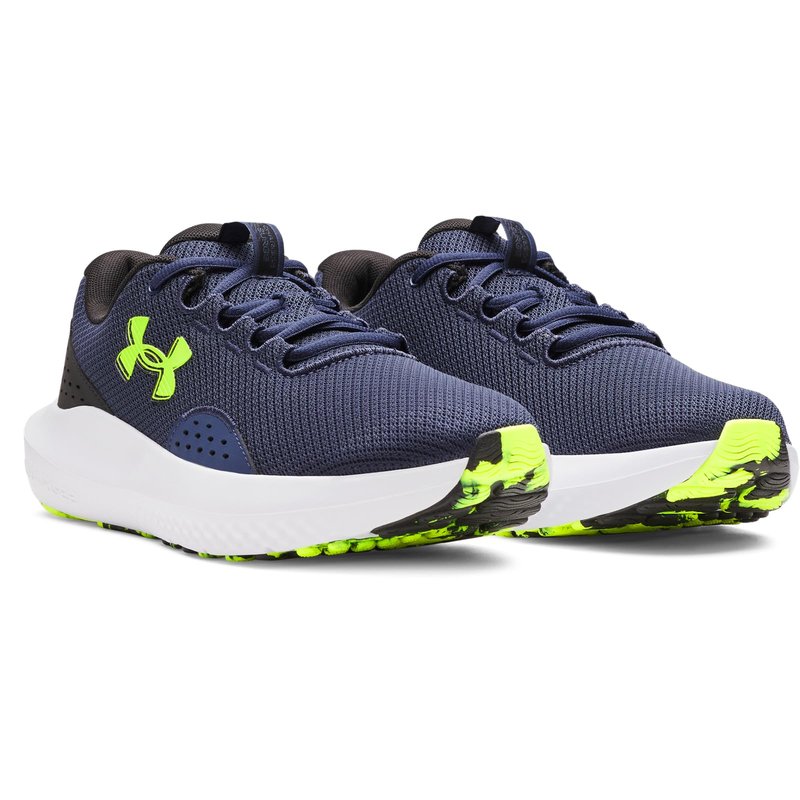 Under Armour Men's Charged Surge 4, (404) Washed Navy/Black/High Vis Yellow, 14, US
