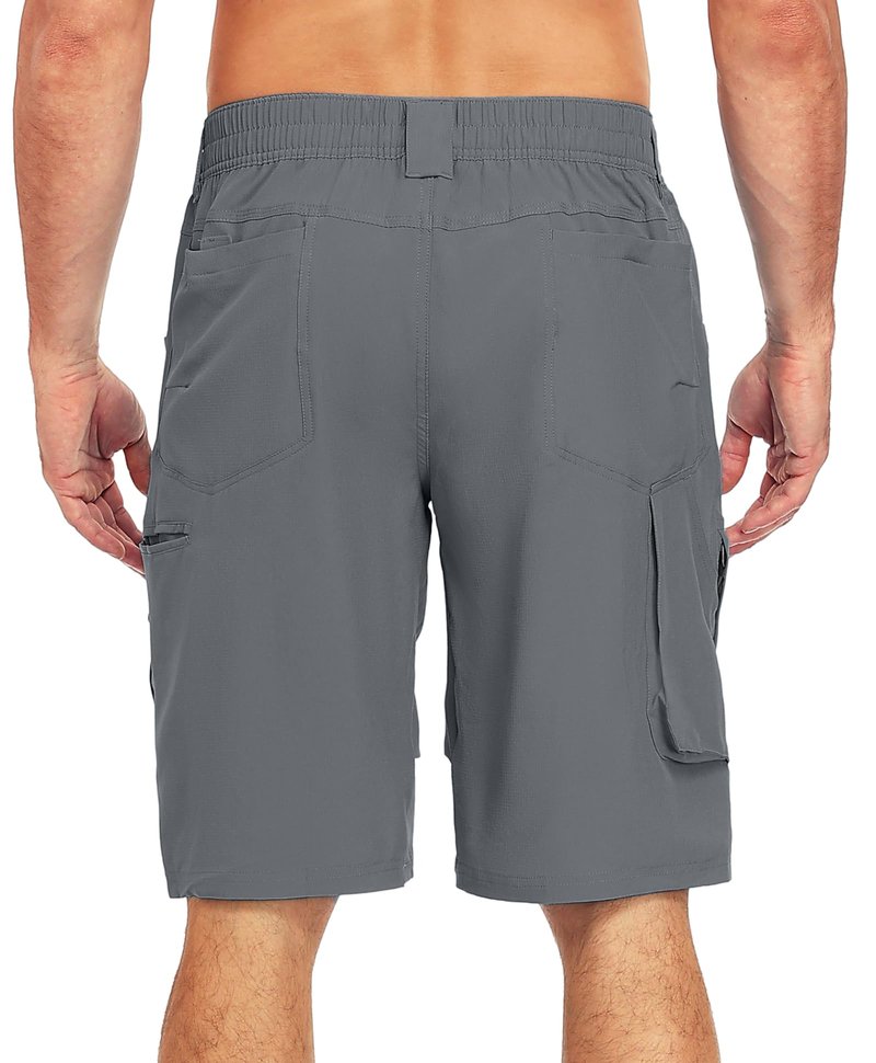 Little Donkey Andy Men's Hiking Cargo Shorts Quick Dry Waterproof Lightweight Golf Shorts Stretch Casual Short with 9 Pockets Water Resistant (Gray L)