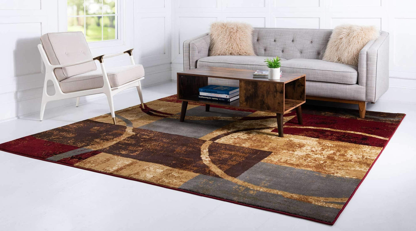 Unique Loom Barista Collection Area Rug - Kouillou (4' 1" Square, Multi/ Brown)