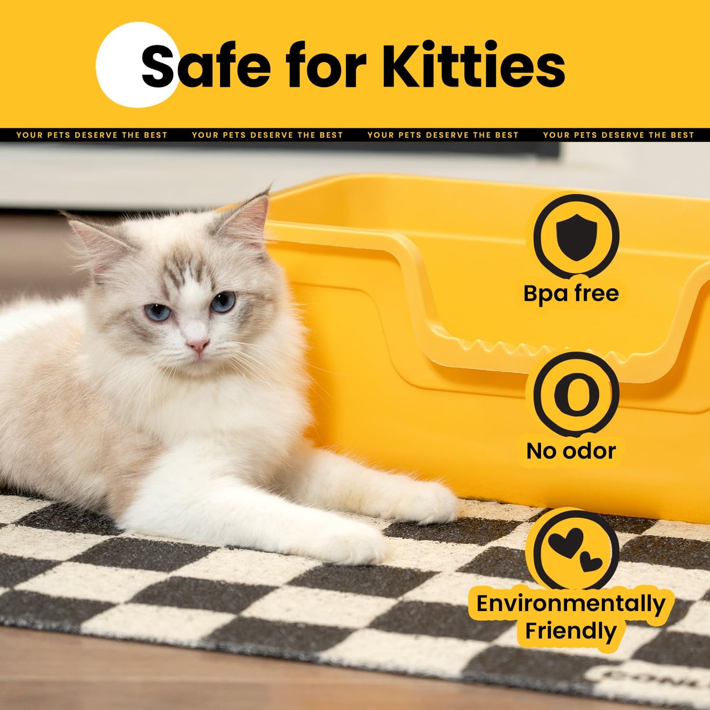 Conlun Cat Litter Mat Litter Trapping Mat, Premium Durable PVC Cute Cat Litter Box Mat, Non-Slip, Less Waste Kitty Litter Mat, Soft on Kitty’s Paws, 24”x 17” cat matts for litter, Chessboard
