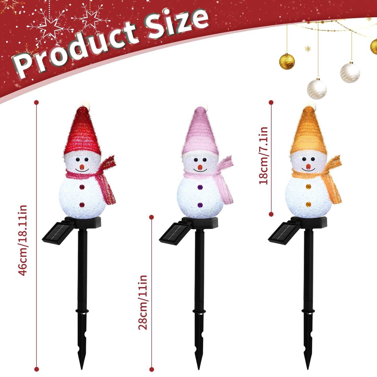 Christmas Pathway Lights Outdoor Snowman Pathway Lights Outdoor Solar Christmas Decorations 3 Pack Solar Pathway Lights Waterproof Snowman Decorations for Garden Yard Decor