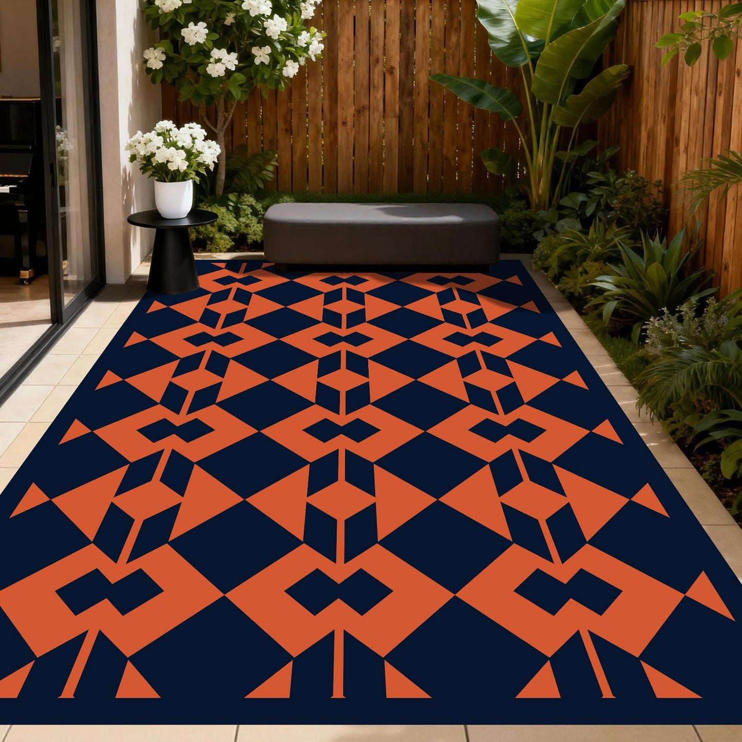 WILDROOTS 4x6 Feet Diamond Mask Plastic Outdoor Rug, Stain Resistant Waterproof Reversible Outdoor Patio Rug, Fade Resistant Camping Rug