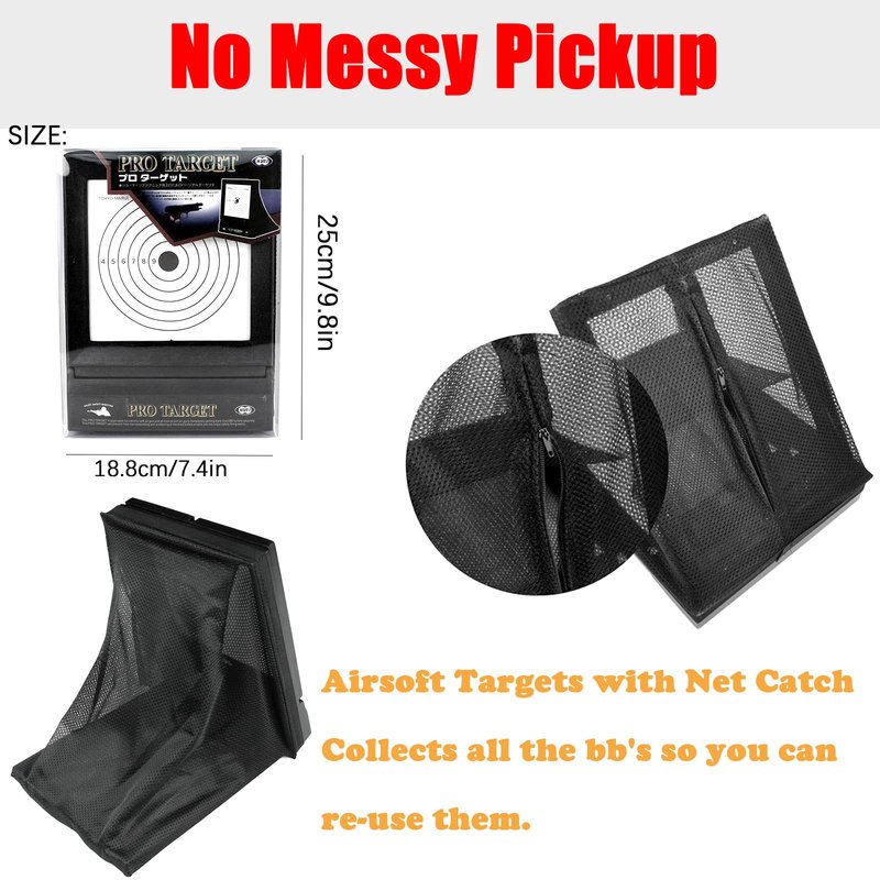 Airsoft Target with BB Catcher – Portable, Reusable BB Gun Targets for Indoor Outdoor Shooting Practice, Includes 60 Replaceable Paper Sheets, Mess-Free Target Trap for Backyard or Range
