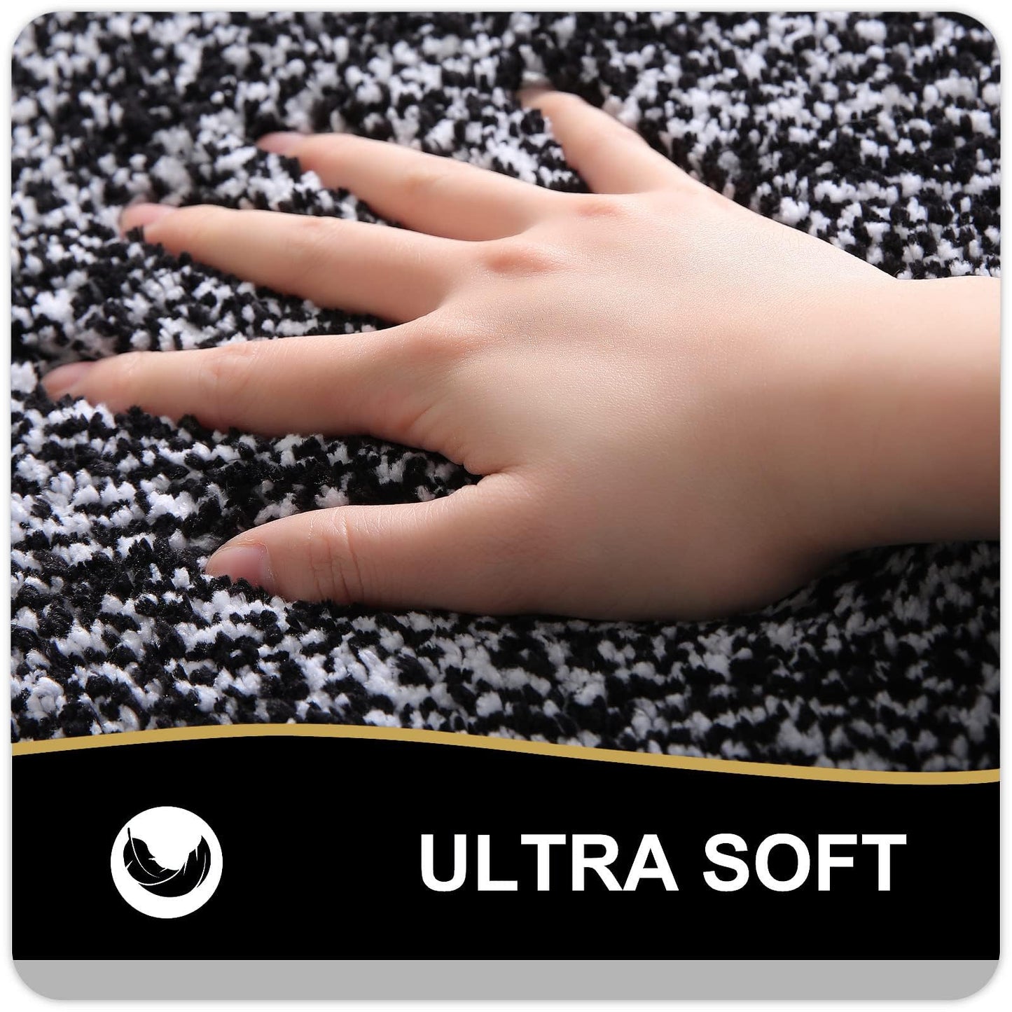 OLANLY Bathroom Rugs Sets 3 Piece, Soft Absorbent Microfiber Bath Mats and U-Shaped Contour Toilet Rug, Non-Slip, Home Decor Accessories, Bath Mat Set for Bathroom (30"x20"+24"x16"+24"x20", Black)