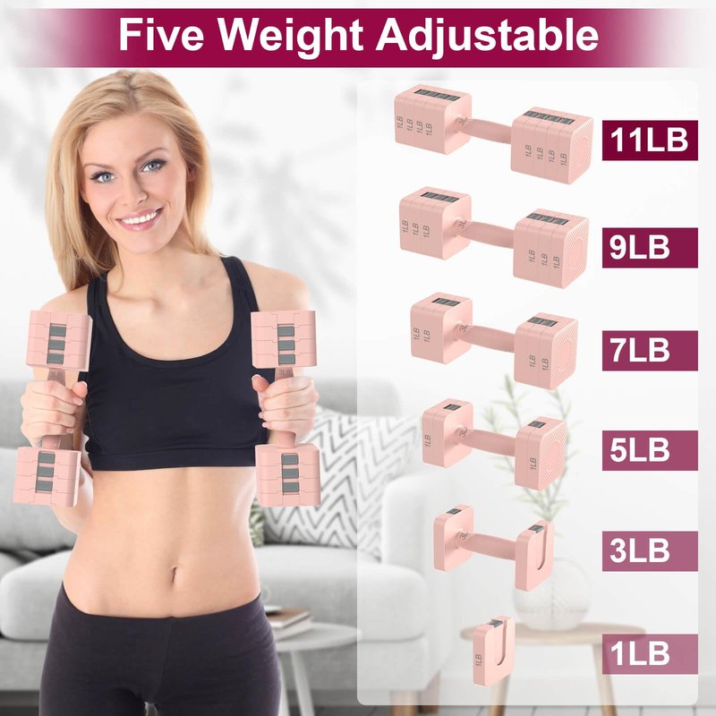 Hezeyferg 18LBS 22LBS Adjustable Dumbbells Set, Hand Weights Sets with Mutilple Levels, Adjustable Weight Dumbbells for Women/Men Home Gym Full Body Workout