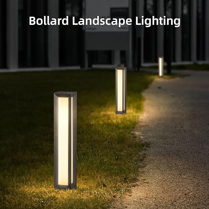 Outdoor Pathway Lights Wired, 31.5" Bollard Lights, Modern 3000K Landscape Path Lighting, Commercial LED Driveway Light, Waterproof Floor Lamp for Outside Patio Garden Yard Walkway Sideway