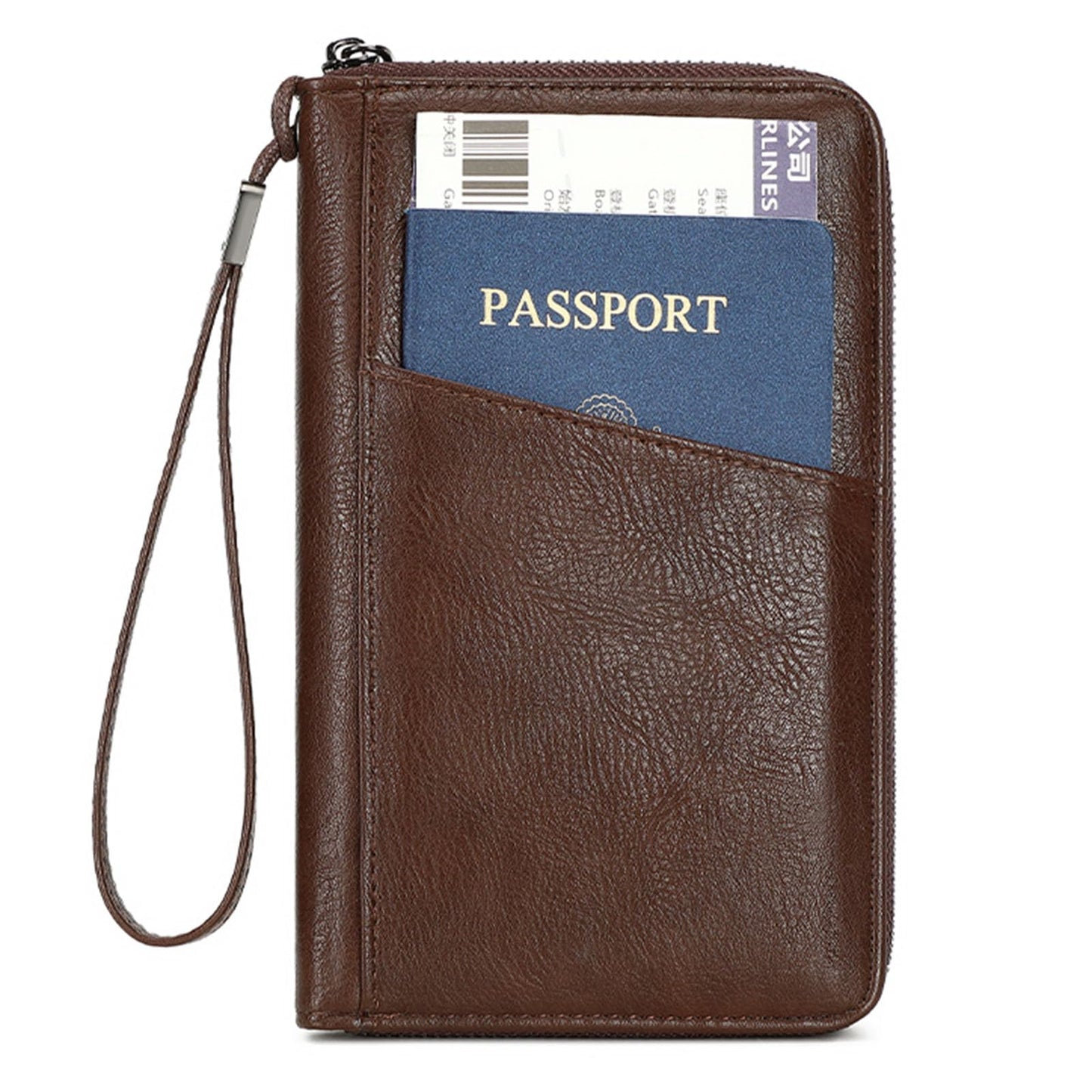 Family Passport Holder for Travel Women and Men RFID Passport Holder with Zipper Passport Case Passport cover Passport Wallet Travel Essentials and Accessories(Family,Coffee)