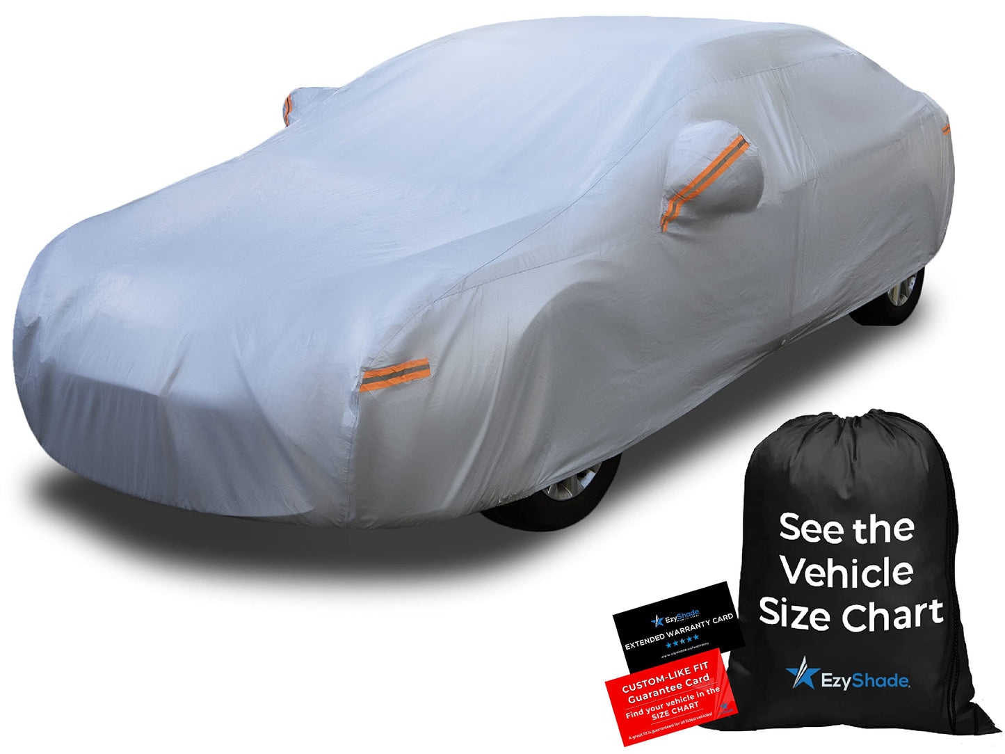 EzyShade 10-Layer Car Cover Waterproof All Weather. See Vehicle Size-Chart for Accurate Fit. Outdoor Full Exterior Covers for Automobiles Sedan Hatch SUV Rain Sun Protection. Size A5 (See SizeChart)