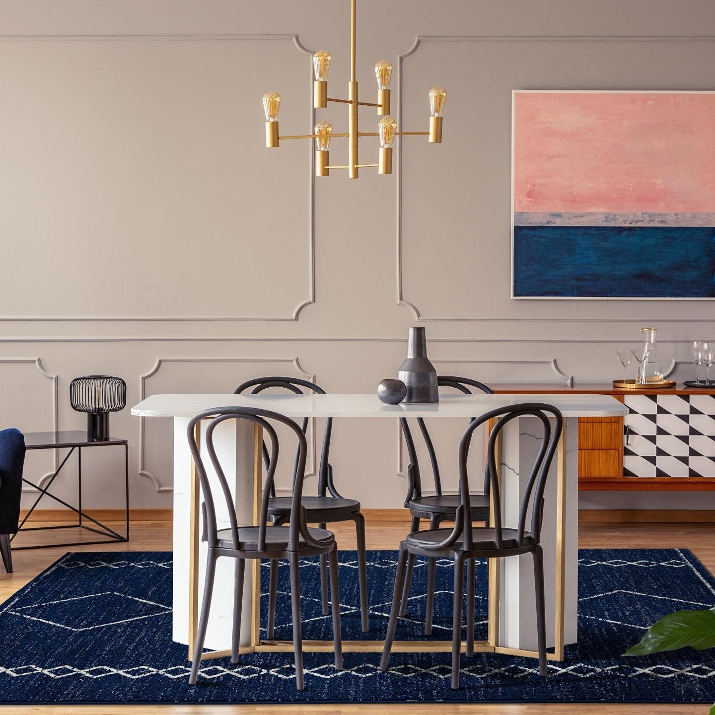 LUXE WEAVERS Daphnes Navy 6x9 Boho Moroccan Geometric Area Rug 2735