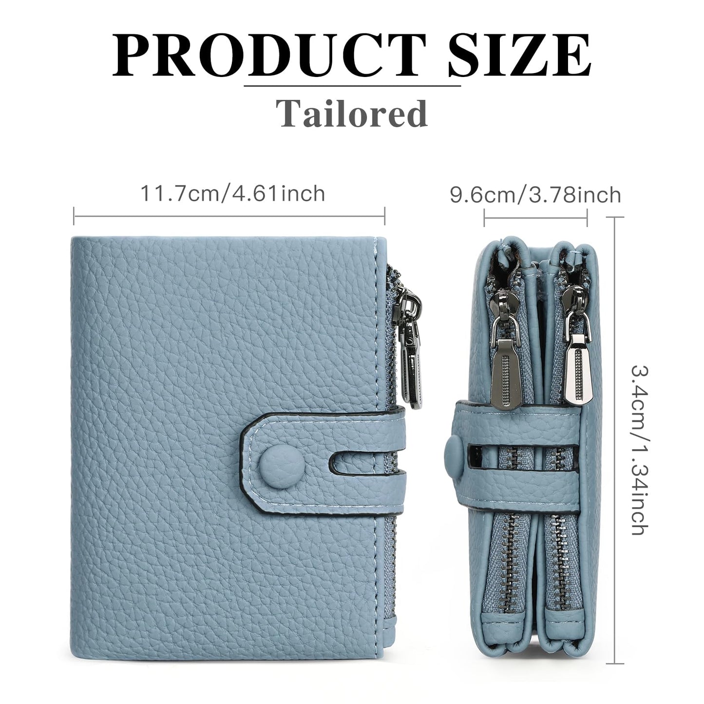 BVEOGMRO Small Wallet for Women Double Zipper Pockets Vegan Leather Wallets Bifold Ladies Card Holder