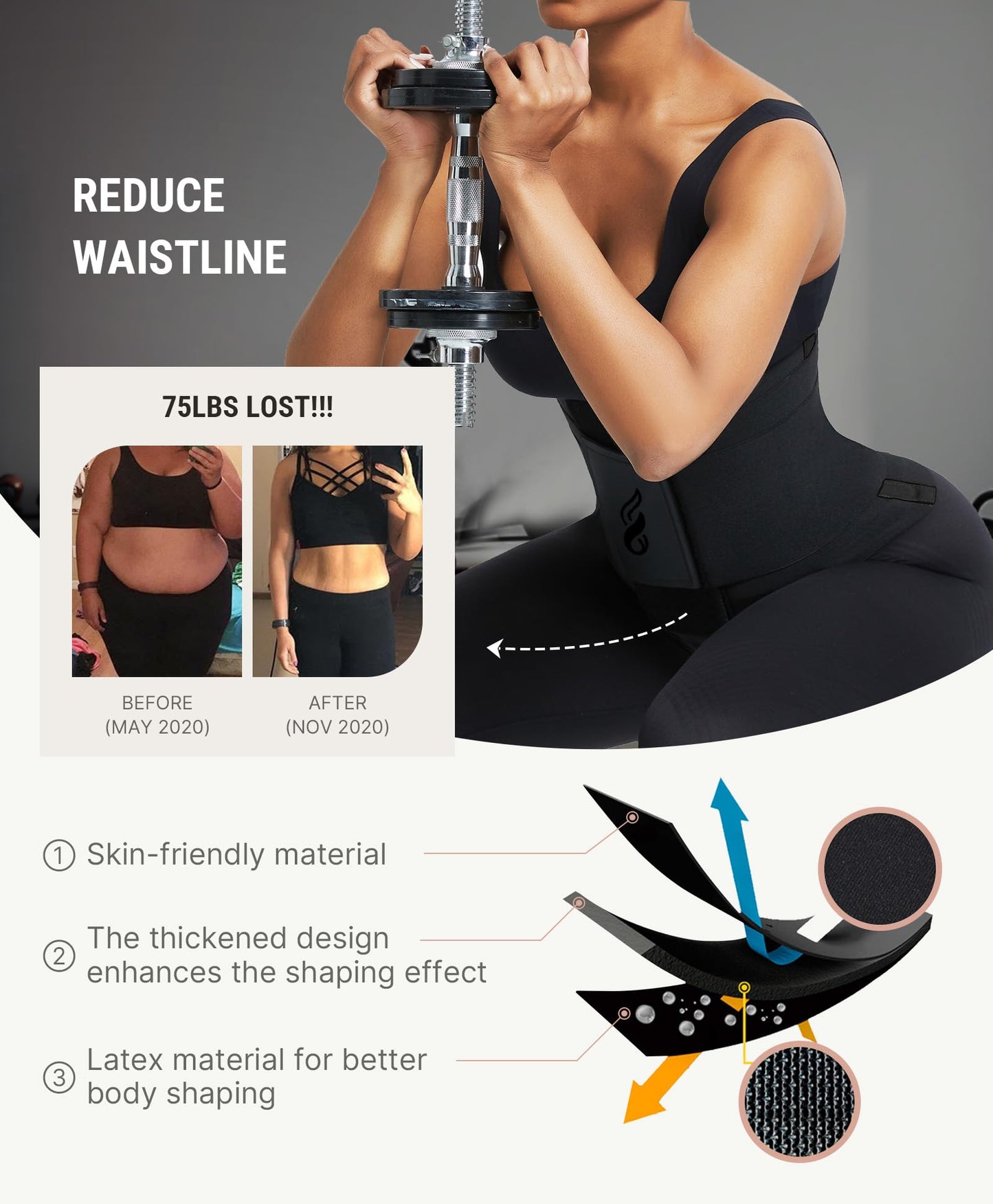 FeelinGirl Women Corset Workout Waist Trainer Belt Tummy Control Waist Cincher Sport Waist Trimmer Black XL