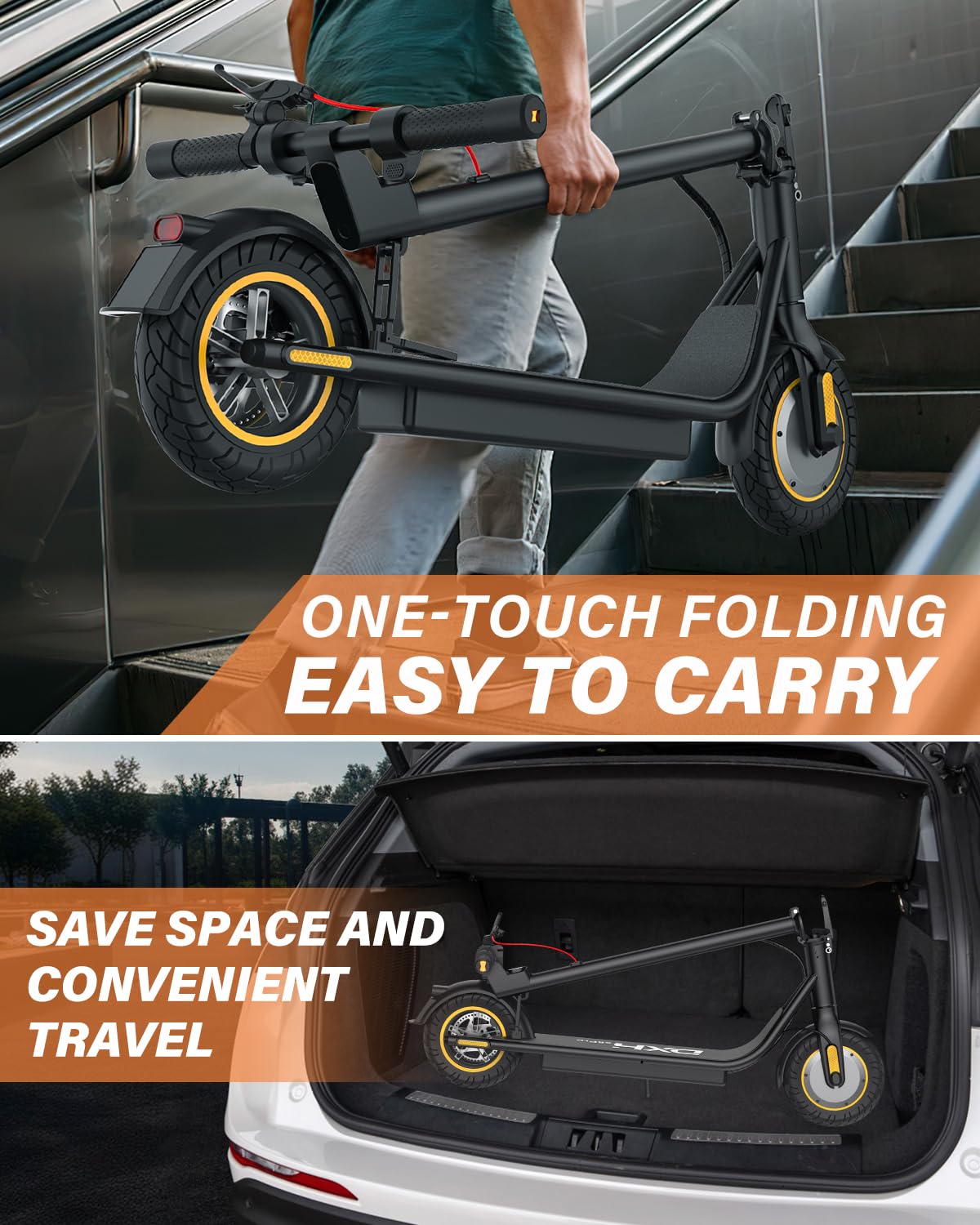 DXH Electric Scooter for Adult - 500W Motor, Max 21 Miles Long Range, 19Mph Top Speed, 10" Tires, Portable Folding Commuting Electric Scooter Adults with Dual Braking System and App Control