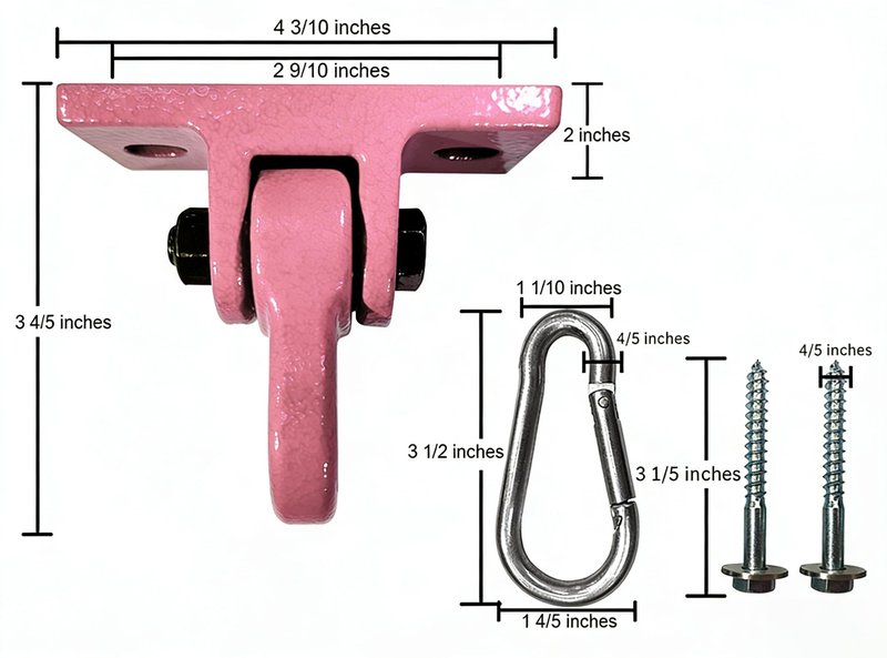ABUSA Heavy Duty Children Set Hardware Replacement Kit Including 2 Pink Brackets 4 Hangers 2 Pink Seats for Outdoor Playground Equipment Parts Hardware Included (P007)