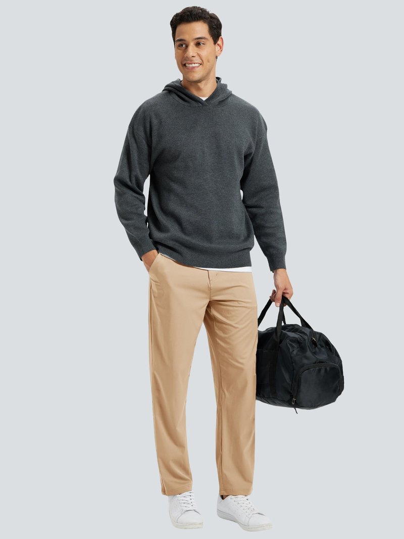 LeapsLion Men's Golf Pants Lightweight Work Dress Pants 34" Stretch Water Resistant Breathable Quick Dry Comfy Business Casual Pants for Men Khaki 33W x 34L