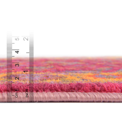 Rugs.com - Medina Rug – 5' 3 x 7' 9 Berry Pink Washable Area Rug Vintage Floral Design for Living Rooms, Bedrooms, and Dining Areas