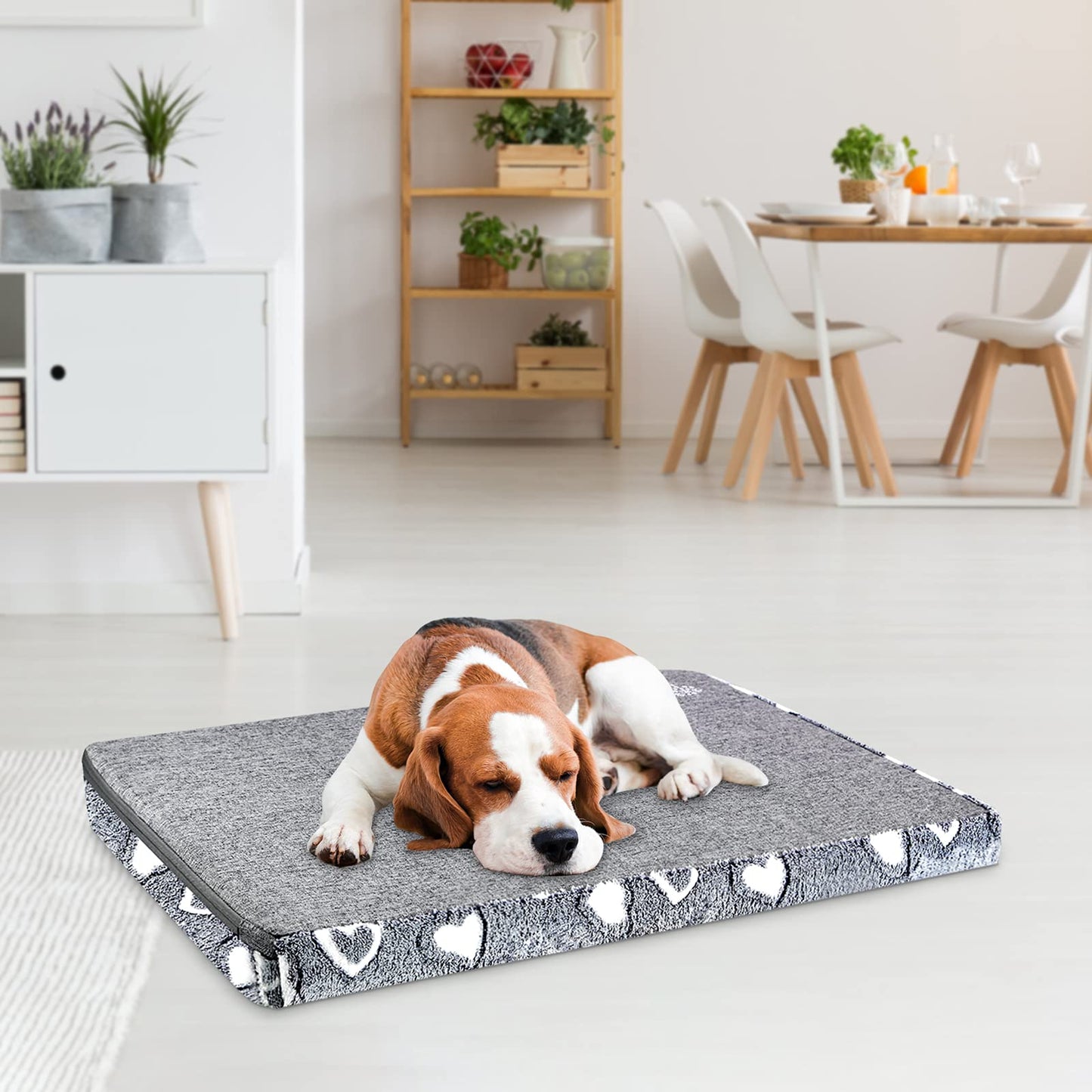 VANKEAN Dog Crate Mat - Reversible Cool & Warm Stylish Bed, Waterproof & Machine Washable, Supports Small to XXL Dogs, Grey