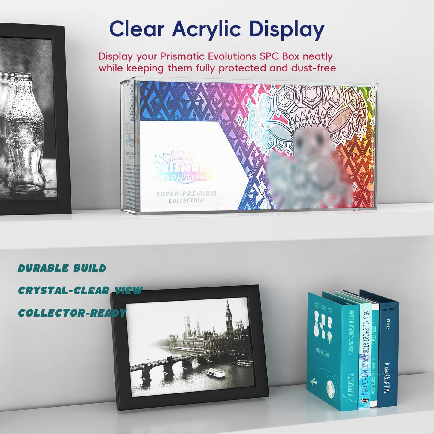 Prismatic Evolutions SPC Box Acrylic Case Protector – Ultra Thick 8mm Clear Acrylic Display Box with Sliding Slot & 5mm Magnetic Lid, Rounded Edges, Collector Case Compatible with SPC Box