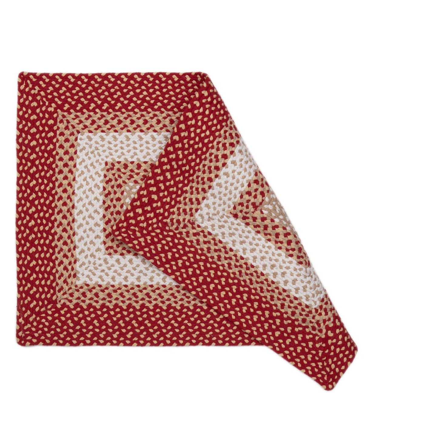 Super Area Rugs 4X6ft Farmhouse Braided Rug - Natural Soft Cotton Carpet for Dining Room/Kitchen - Primitive Country Woven Rug - Red/Cream/Ivory