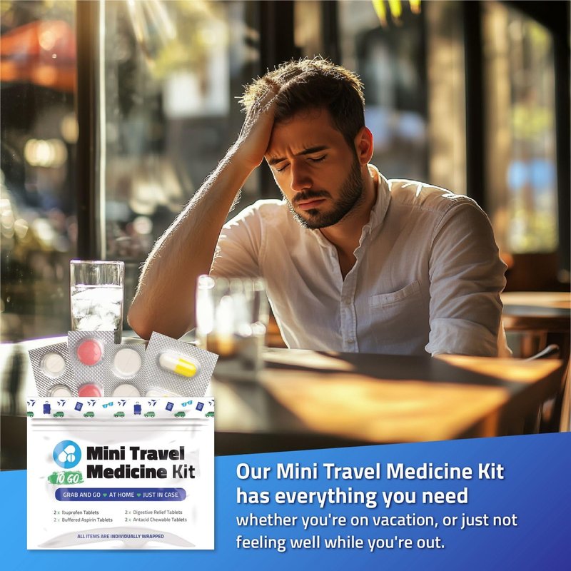 Mini Travel Medicine Kit – Variety Pack of Individual OTC Packets – Individual Packets for Emergency, First Aid, Cruise & Camping – Compact Size for Purse, Bag or Car (Red) (1)