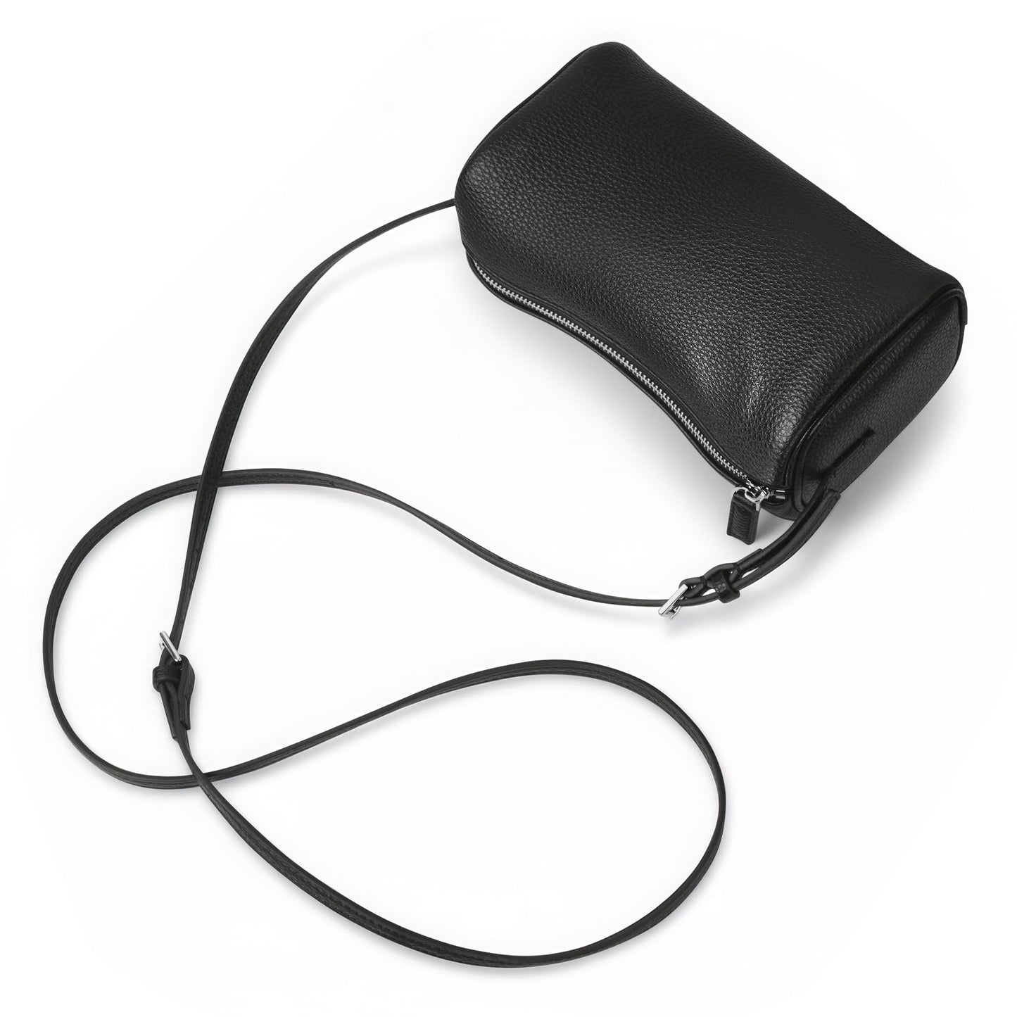 Hobo Crossbody Bags For Women,Vegan Leather Barrel Bag For Ladies,Designer Mini Pruse With Adjustable Strap,Black