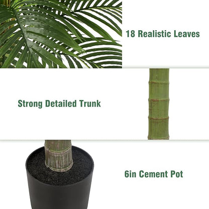 Palm Tree Artificial Tropical Plant 5FT Tall Faux Plants Indoor Fake Floor Plants Decorative Palm Tree Large Office Plant Artificial Palm Trees for Home House Decor