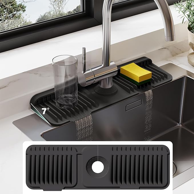 17.7 Inch Silicone Faucet Mat for Kitchen Sink Splash Guard