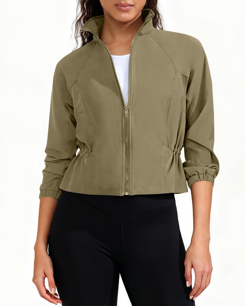 YIPINK Workout Jackets for Women Lightweight Running Jackets Full Zip Yoga Athletic Clothes Slim Fit with Pockets