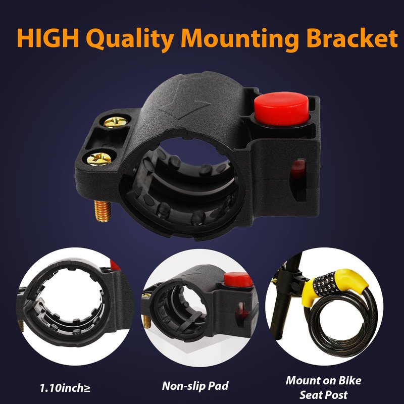 5-Digit Combination Bike Cable Lock, 12mm Heavy Duty Anti-Theft Bicycle Lock with Mounting Bracket, Resettable Security Lock, Weatherproof Zinc Alloy Cylinder for Bike, Scooter, Motorcycle