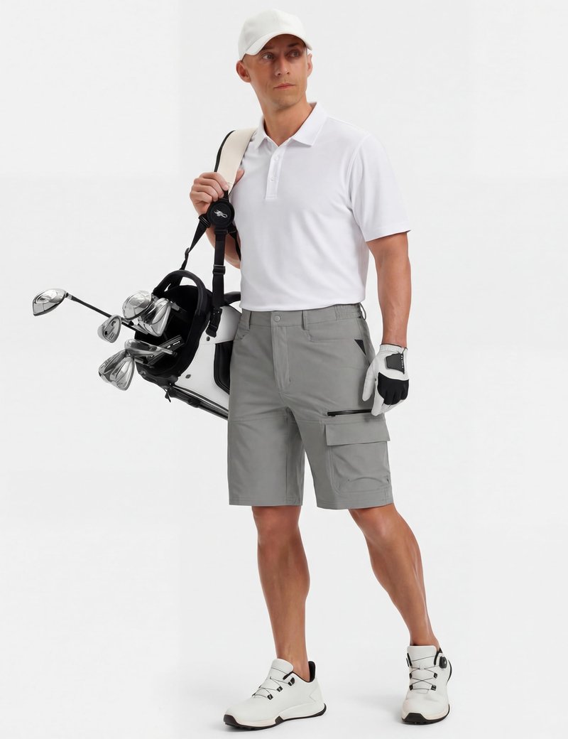 TACVASEN Men's Cargo Shorts Golf Dress Casual Lightweight Quick Dry Water Resistant Summer Work Hiking Shorts Fishing Light Grey 36