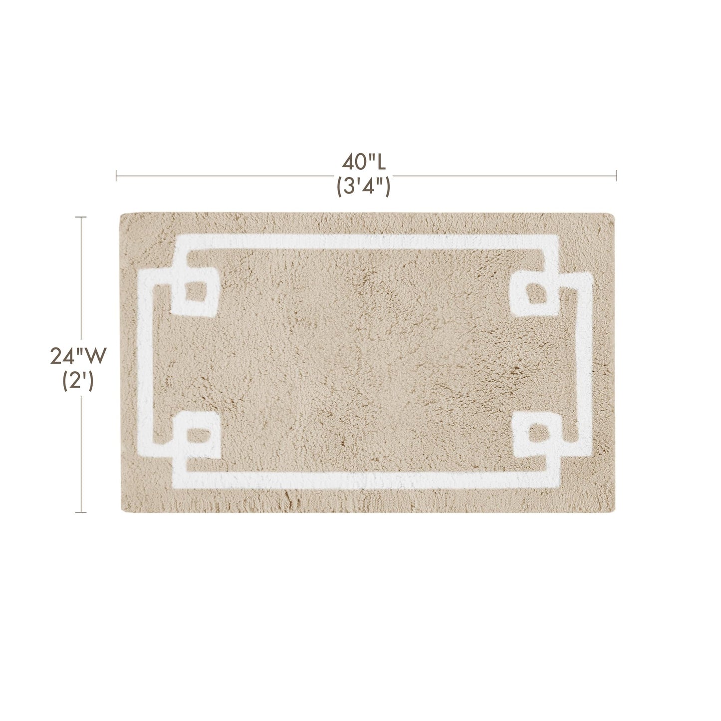 Madison Park Evan 100% Cotton Bathroom Rug Non Slip Backing-Luxrurious Tufted Plush Bath Mat Absorbent, Quick Dry, Spa Design Shower Room Décor, 24x40, Taupe